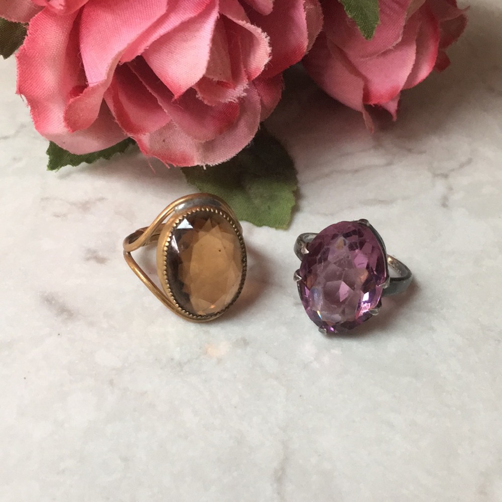 VTG-Sterling & gold ring bundle of 2